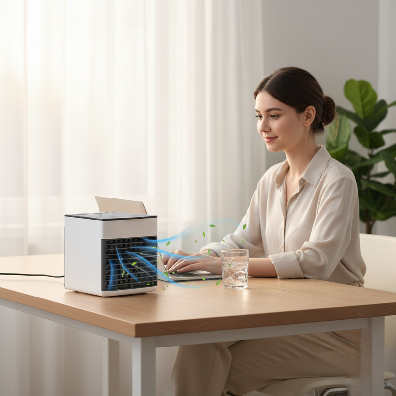 Mini Climatizador Ar Condicionado Portátil Umidificador USB