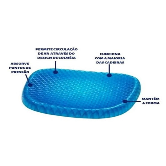 Almofada Com Capa Em Silicone Gel Para Assento Banco de Carro Escritório Ortopédico